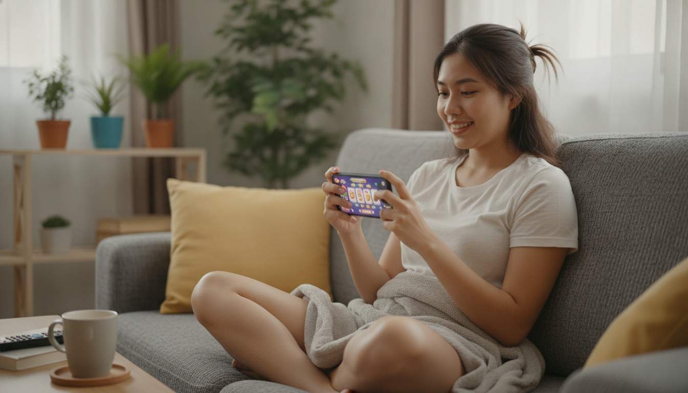 Woman enjoying online slots